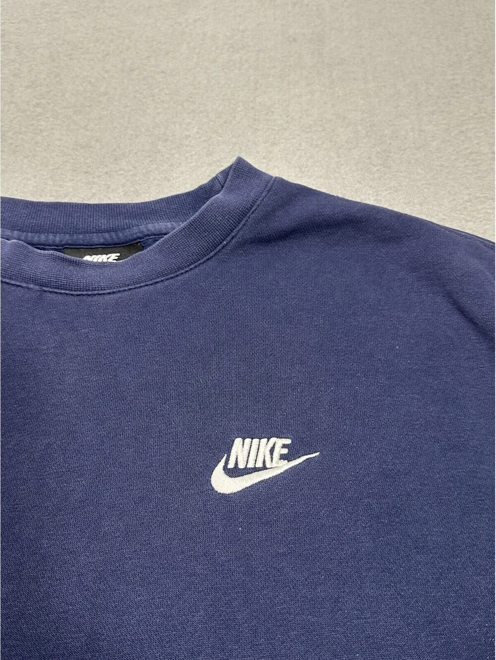 Nike Small Swoosh Crewneck Sweatshirt Navy Blue Mens Size S